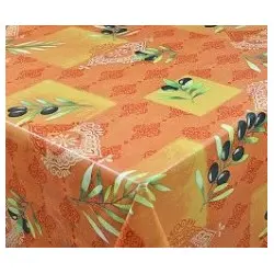 Nappe toile cirée rectangulaire - 140 x 240 cm - Olives et motifs